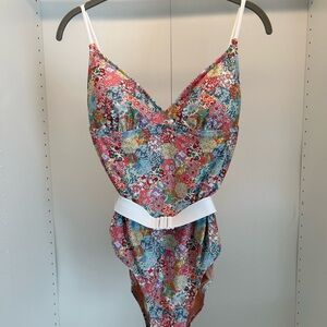 J Crew Women’s Floral Belted Swimsuit, Size 8